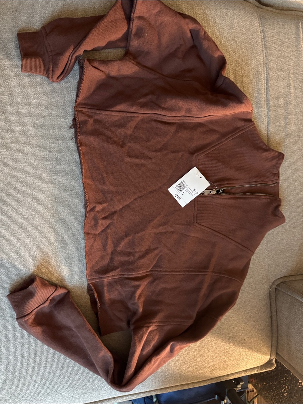 Forever 21 Brown Quarter-Zip Sweatshirt